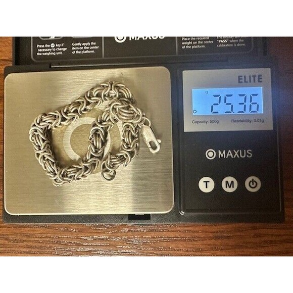 Vintage Handmade Sterling Silver Bracelet Link Chain 7.5" 25 gm 925 - Picture 5 of 7